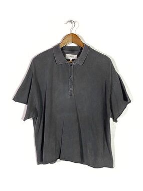 The Great The Cropped Polo Tee Washed Black